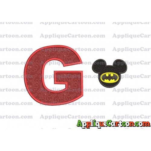 Mickey Mouse Batman Applique Design With Alphabet G