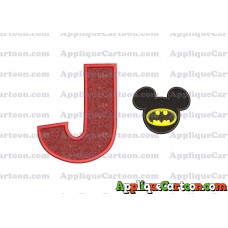 Mickey Mouse Batman Applique Design With Alphabet J