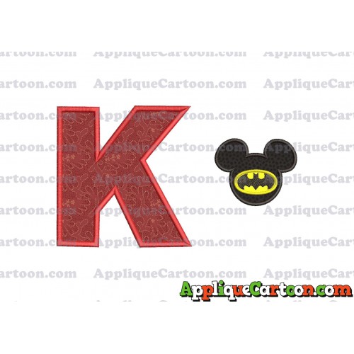 Mickey Mouse Batman Applique Design With Alphabet K