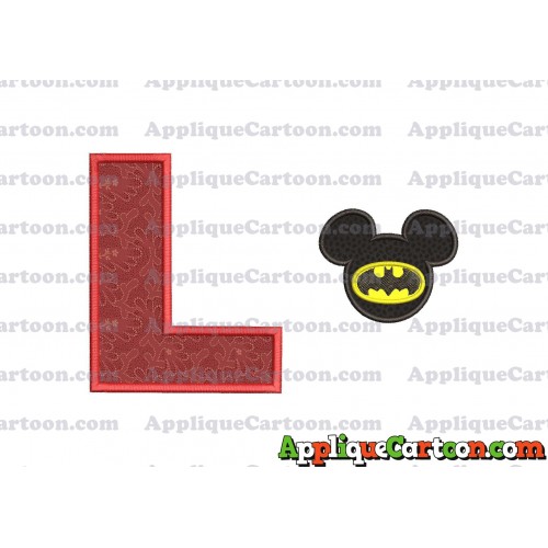 Mickey Mouse Batman Applique Design With Alphabet L