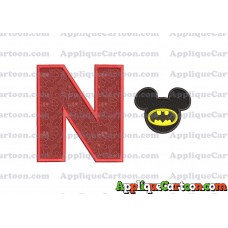 Mickey Mouse Batman Applique Design With Alphabet N
