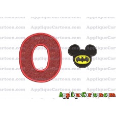 Mickey Mouse Batman Applique Design With Alphabet O