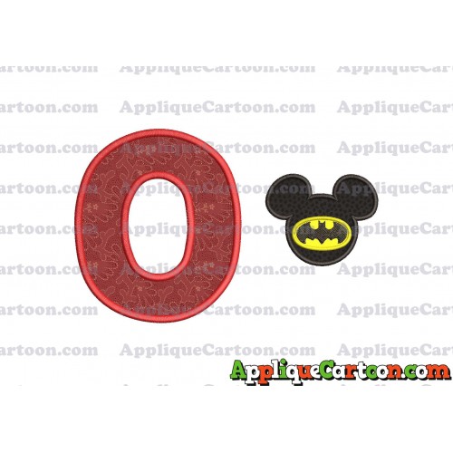 Mickey Mouse Batman Applique Design With Alphabet O