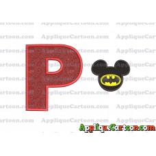 Mickey Mouse Batman Applique Design With Alphabet P