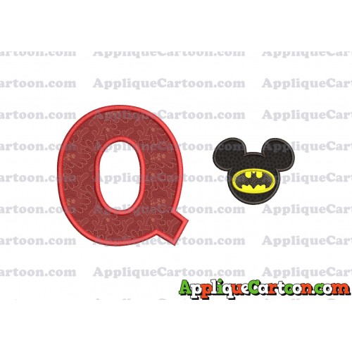 Mickey Mouse Batman Applique Design With Alphabet Q