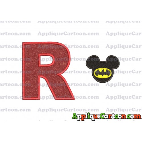 Mickey Mouse Batman Applique Design With Alphabet R