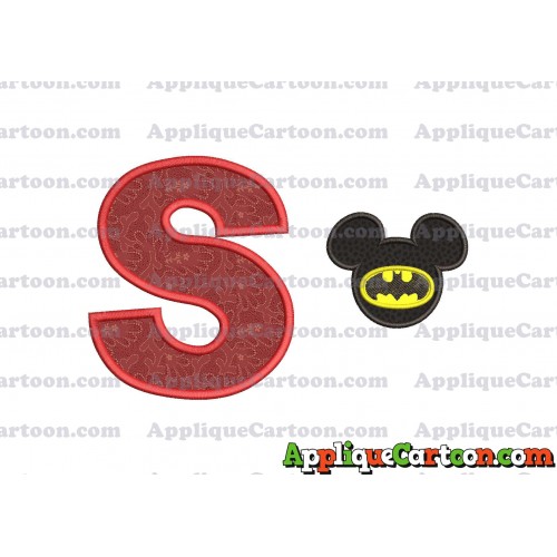 Mickey Mouse Batman Applique Design With Alphabet S