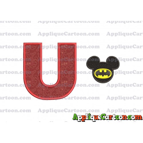 Mickey Mouse Batman Applique Design With Alphabet U
