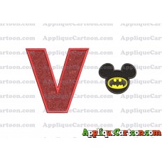 Mickey Mouse Batman Applique Design With Alphabet V