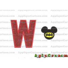 Mickey Mouse Batman Applique Design With Alphabet W