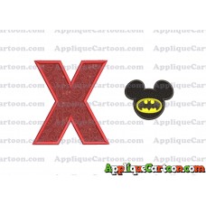 Mickey Mouse Batman Applique Design With Alphabet X