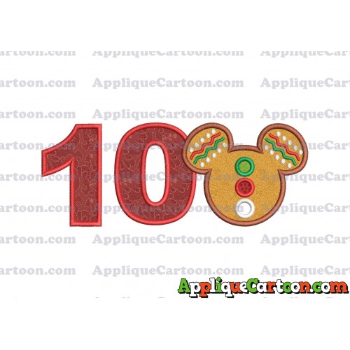 Mickey Mouse Christmas Applique Design Birthday Number 10