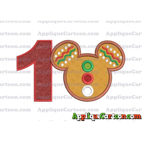 Mickey Mouse Christmas Applique Design Birthday Number 1