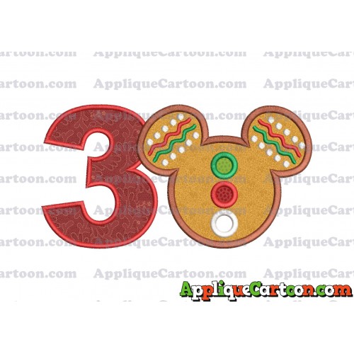 Mickey Mouse Christmas Applique Design Birthday Number 3
