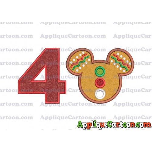 Mickey Mouse Christmas Applique Design Birthday Number 4