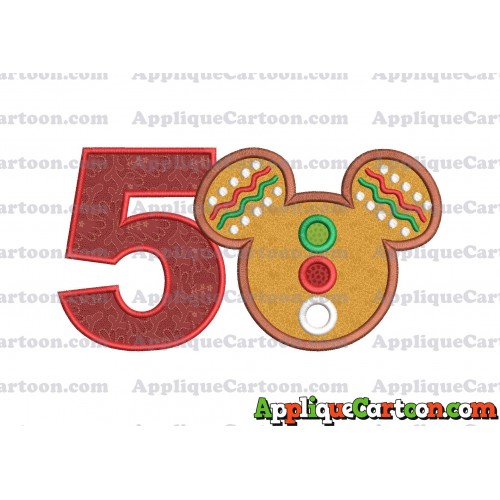 Mickey Mouse Christmas Applique Design Birthday Number 5