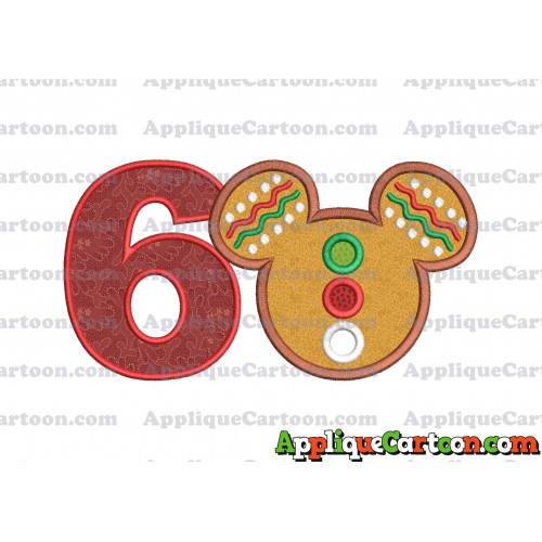 Mickey Mouse Christmas Applique Design Birthday Number 6