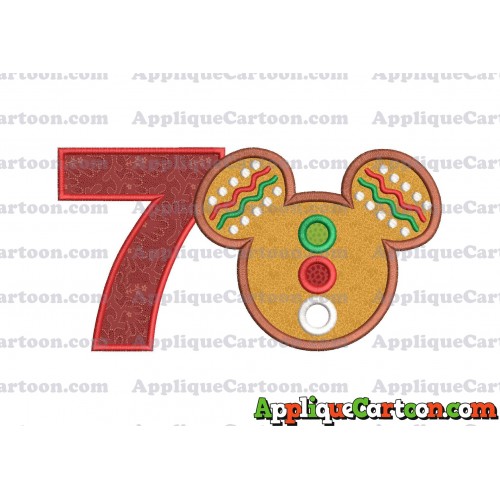 Mickey Mouse Christmas Applique Design Birthday Number 7