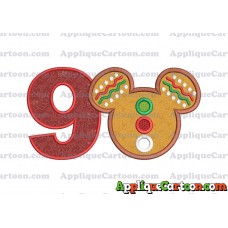 Mickey Mouse Christmas Applique Design Birthday Number 9