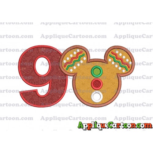 Mickey Mouse Christmas Applique Design Birthday Number 9