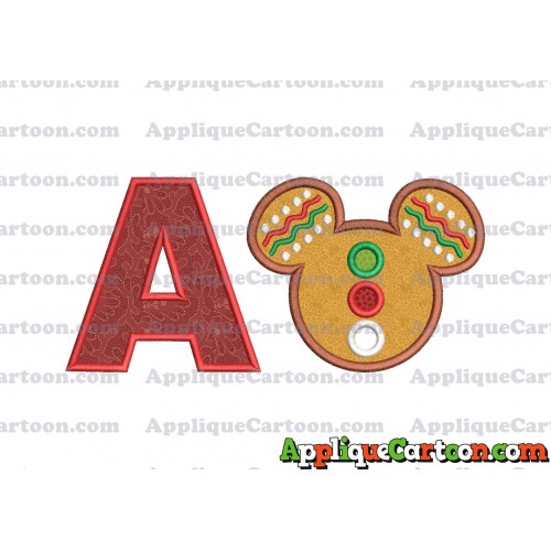 Mickey Mouse Christmas Applique Design With Alphabet A