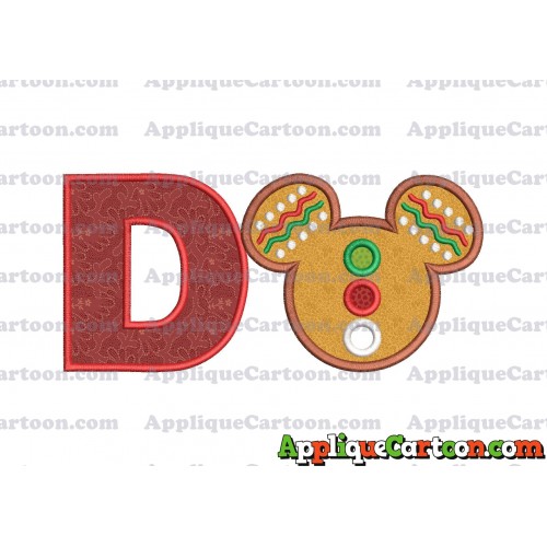 Mickey Mouse Christmas Applique Design With Alphabet D