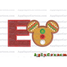 Mickey Mouse Christmas Applique Design With Alphabet E