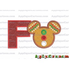 Mickey Mouse Christmas Applique Design With Alphabet F