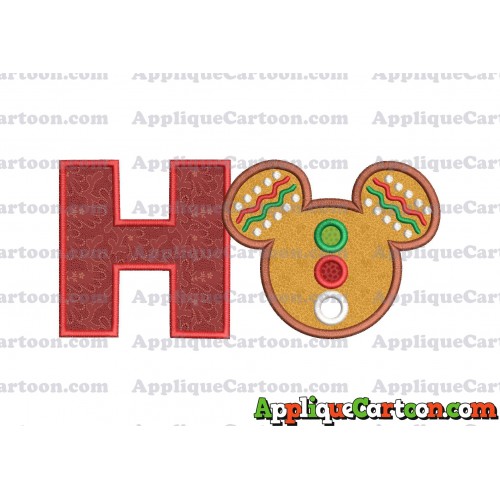 Mickey Mouse Christmas Applique Design With Alphabet H