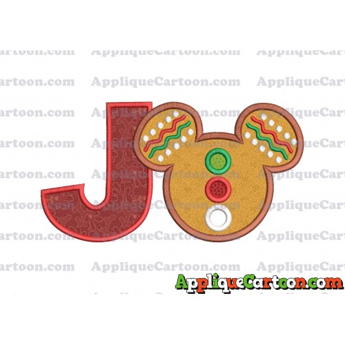 Mickey Mouse Christmas Applique Design With Alphabet J