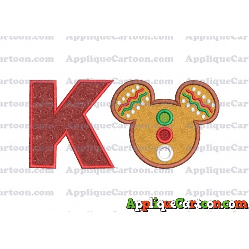 Mickey Mouse Christmas Applique Design With Alphabet K