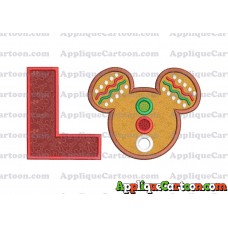 Mickey Mouse Christmas Applique Design With Alphabet L