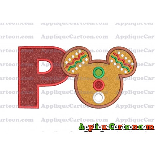 Mickey Mouse Christmas Applique Design With Alphabet P