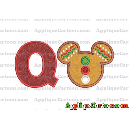 Mickey Mouse Christmas Applique Design With Alphabet Q