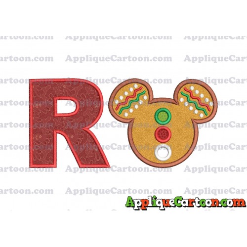 Mickey Mouse Christmas Applique Design With Alphabet R