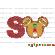 Mickey Mouse Christmas Applique Design With Alphabet S