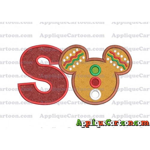 Mickey Mouse Christmas Applique Design With Alphabet S