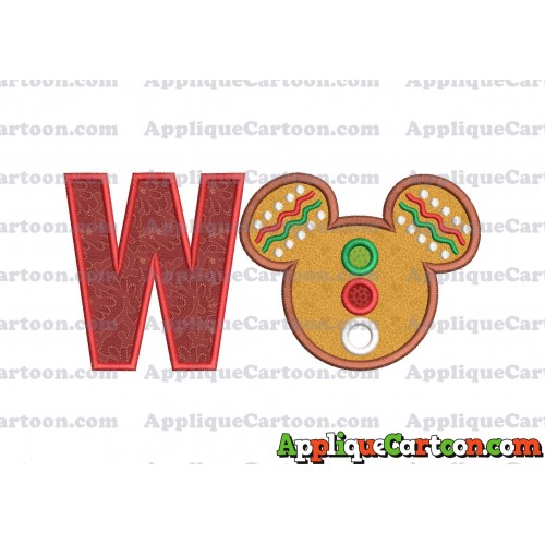 Mickey Mouse Christmas Applique Design With Alphabet W