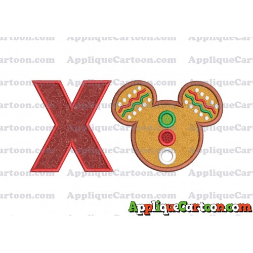 Mickey Mouse Christmas Applique Design With Alphabet X