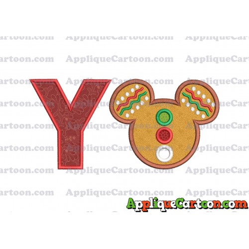 Mickey Mouse Christmas Applique Design With Alphabet Y