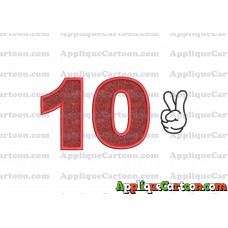 Mickey Mouse Disney Peace Sign Applique Design Birthday Number 10