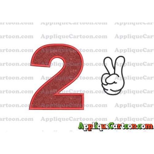 Mickey Mouse Disney Peace Sign Applique Design Birthday Number 2
