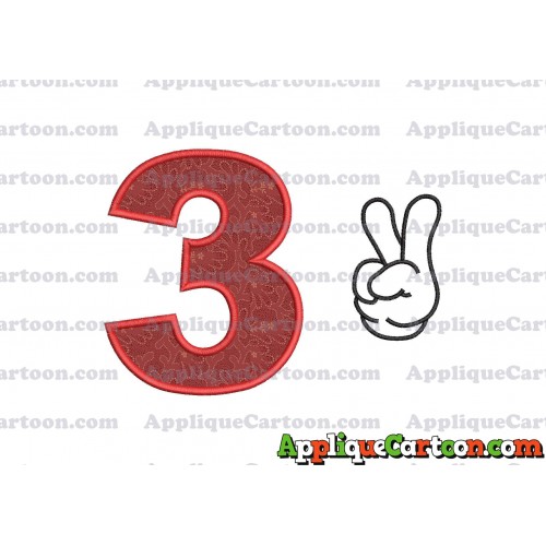 Mickey Mouse Disney Peace Sign Applique Design Birthday Number 3