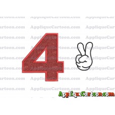 Mickey Mouse Disney Peace Sign Applique Design Birthday Number 4