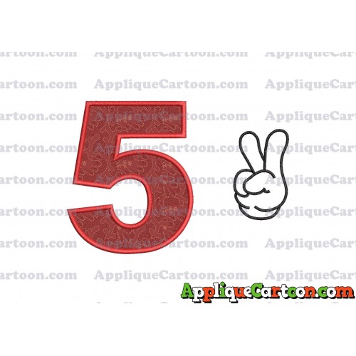 Mickey Mouse Disney Peace Sign Applique Design Birthday Number 5