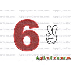 Mickey Mouse Disney Peace Sign Applique Design Birthday Number 6
