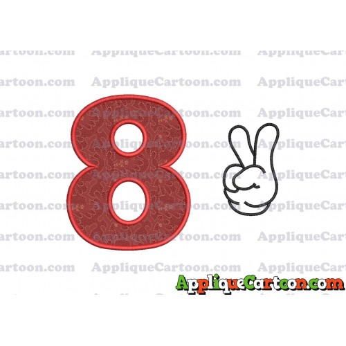 Mickey Mouse Disney Peace Sign Applique Design Birthday Number 8