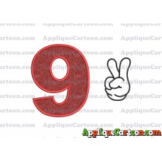 Mickey Mouse Disney Peace Sign Applique Design Birthday Number 9