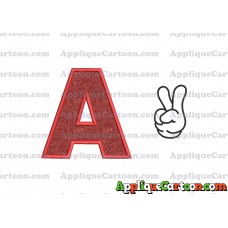 Mickey Mouse Disney Peace Sign Applique Design With Alphabet A