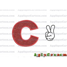 Mickey Mouse Disney Peace Sign Applique Design With Alphabet C